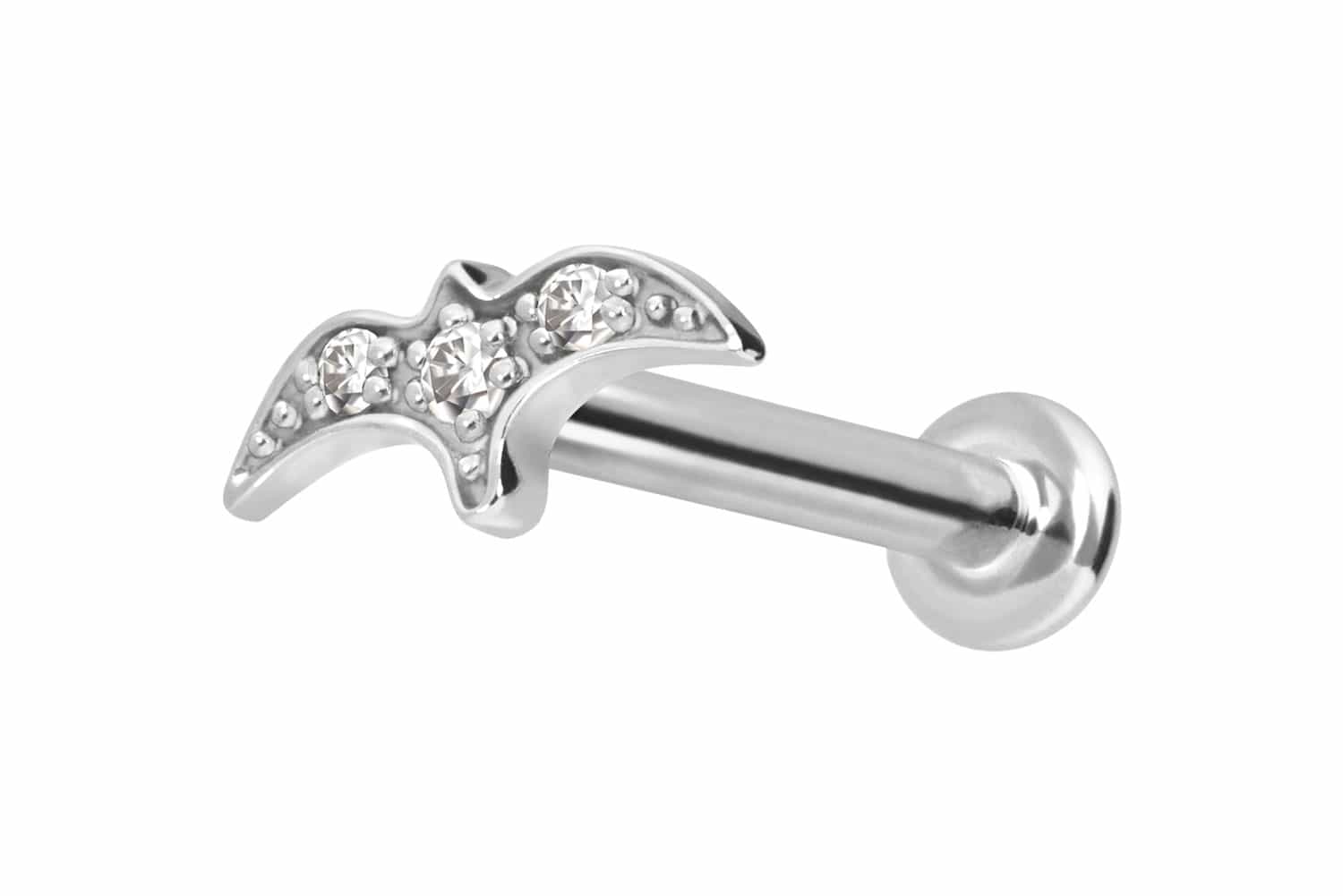 14 Karat Gold Labret Piercing mit Push Fit MOISSANIT-SCHWALBE